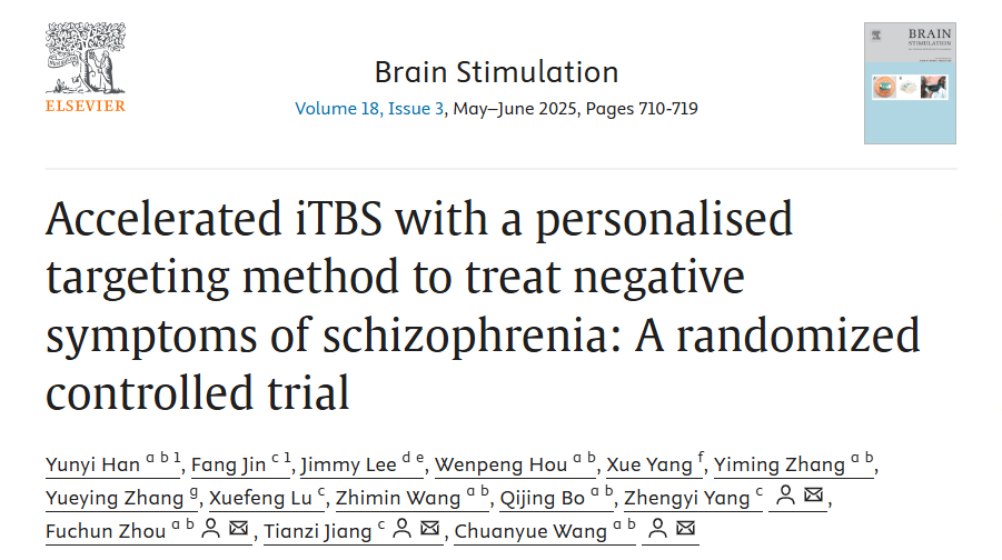 Accelerated iTBS with a Personalised Targeting Method to Treat Negative Symptoms of Schizophrenia: A Randomized Controlled Trial